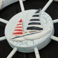 thumbnail image 4 of MasteelfCA Nautical Beach Wooden Boat Ship Steering Wheel Fishing Net Shell Home Wall Decor (Sailing), 4 of 7