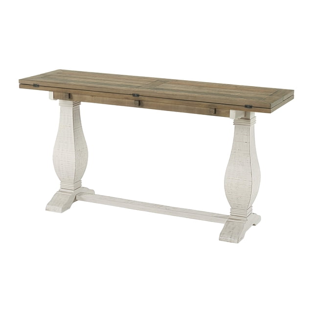 Martin Svensson Home Napa , Table Console de Sofa à Dessus Rabattable, Teinture Blanche et Naturel Récupéré