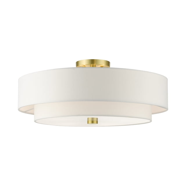 Livex Meridian 5-Light Semi Flush Mount Ceiling Light, Satin Brass, 22"