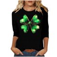 thumbnail image 2 of Elvqul Chemises de Mode pour Femmes Grande Taille T-Shirts de la Saint-Patrick Manches 3/4 Imprimé Col Rond Mignon Vert Hauts pour Dames, 2 of 5