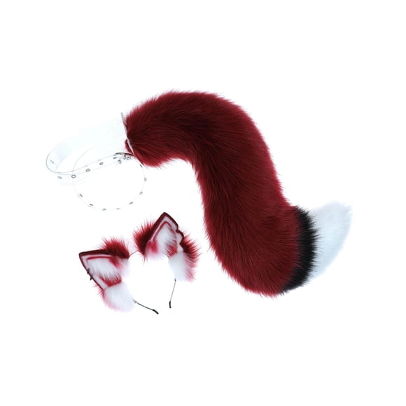 Faux Fur Wolf Ears and Ear Tail Set Plush Tail Set Costume Accessories Gift for Stage Shows