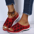 thumbnail image 1 of LSLJS Pantoufles à Bout Ouvert, Fleurs Rétro à Agencement de Couleurs, Compensées avec Pantoufles Tissées Volantes, Pantoufles pour Femmes, 1 of 3