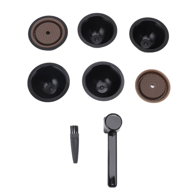 Reusable Coffee Pods Kit, 5 Pcs Empty Refillable Coffee Capsules with 2 Pcs Reusable Coffee Capsule Lids, Spoon and Brush, For Nestle Vertuolines Coffee Machines