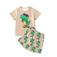 thumbnail image 1 of MIASHUI Ensembles et Ensembles pour Garçons Imprimé Dinosaure T-Shirt à Manches Courtes Col Ras du Cou et Ensemble de Shorts pour Tenue Décontractée Âges 4-12 pour Activités Quotidiennes et de Plein Air, 1 of 3