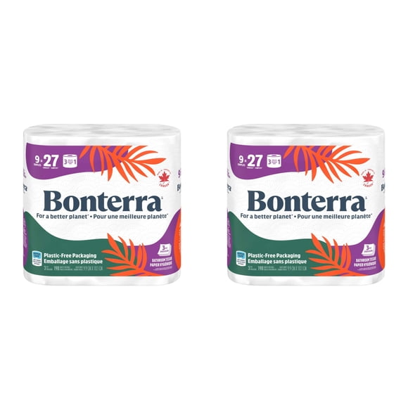 Bonterra Triple Roll Bathroom Toilet Paper, 3-Ply Tissue, Septic-Safe, 9-pk 4 Packs