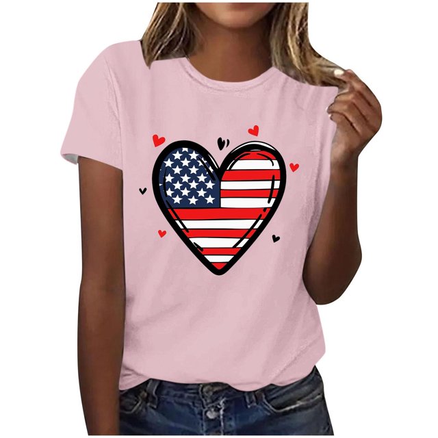 Pisexur Hauts de Printemps pour Femmes, Hauts pour Femmes, Hauts pour Femmes Tendance à la Mode Chandail Décontracté pour Femme Imprimé à Manches Courtes à Col Rond Rose, TG
