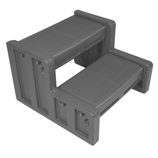 Vinyl Works Spa et Bain à Remous Junior de 22 Pouces en Résine Polyvalente pour la Maison Steps en Gris, Fabriqué en Plastique Moulé par Soufflage durable avec surfaces à Bande Antidérapante pour une Escalade Sécuritaire. Doté d'Une construction à Loquet à Pression pour un Assemblage Sans Outils et une Capacité de Charge de 300 Livres. Idéal pour les Bains à Remous, les spas, les Piscines et une Utilisation Polyvalente dans les garages, les VR Ou les sites de camping.