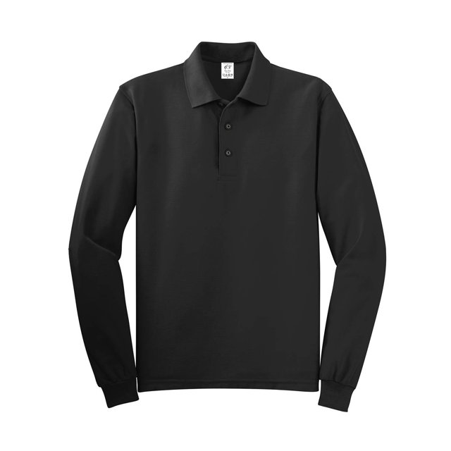Gravity Threads Long-Sleeve Silk Feel Polo - Black - X-Large