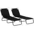thumbnail image 1 of Outsunny Chaise Longue d'Extérieur Pliante avec Dossier Réglable - Ensemble de 2, Noir, 1 of 10