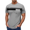 thumbnail image 1 of Men's Short Sleeved Round Neck T Shirt Men's Pullover Striped Printed Tops, 1 of 6