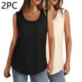 thumbnail image 2 of Plebaso Débardeurs 2025 pour Femmes, Lot de 2, Col Rond, Sans Manches, Chandails Décontractés Amples d'Été, Tuniques Basiques, 2 of 7