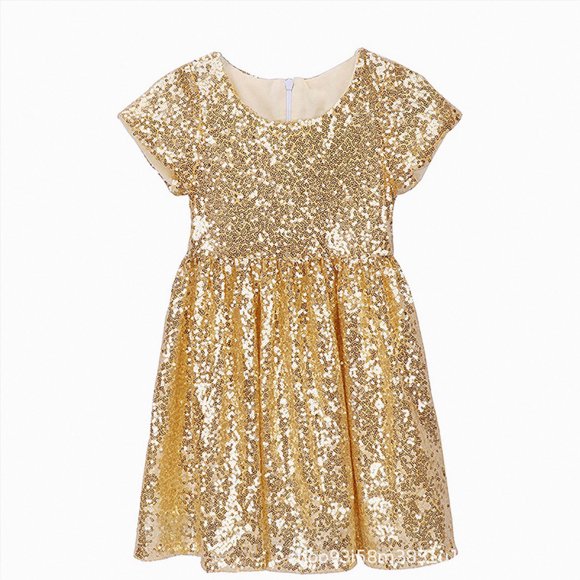 Gubotare Toddler Girl Formal Dress Girls Sequins Party Dress Sleeveless Sparkle Birthday Holiday Formal Summer Dresses 4T 5T (Gold,4-5 Years)