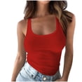 thumbnail image 1 of Penkiiy Débardeurs Unis pour Femmes Sans Manches à Encolure en U T-Shirt de Base d'Été Décontracté pour l'Entraînement 5TG Rouge, 1 of 6