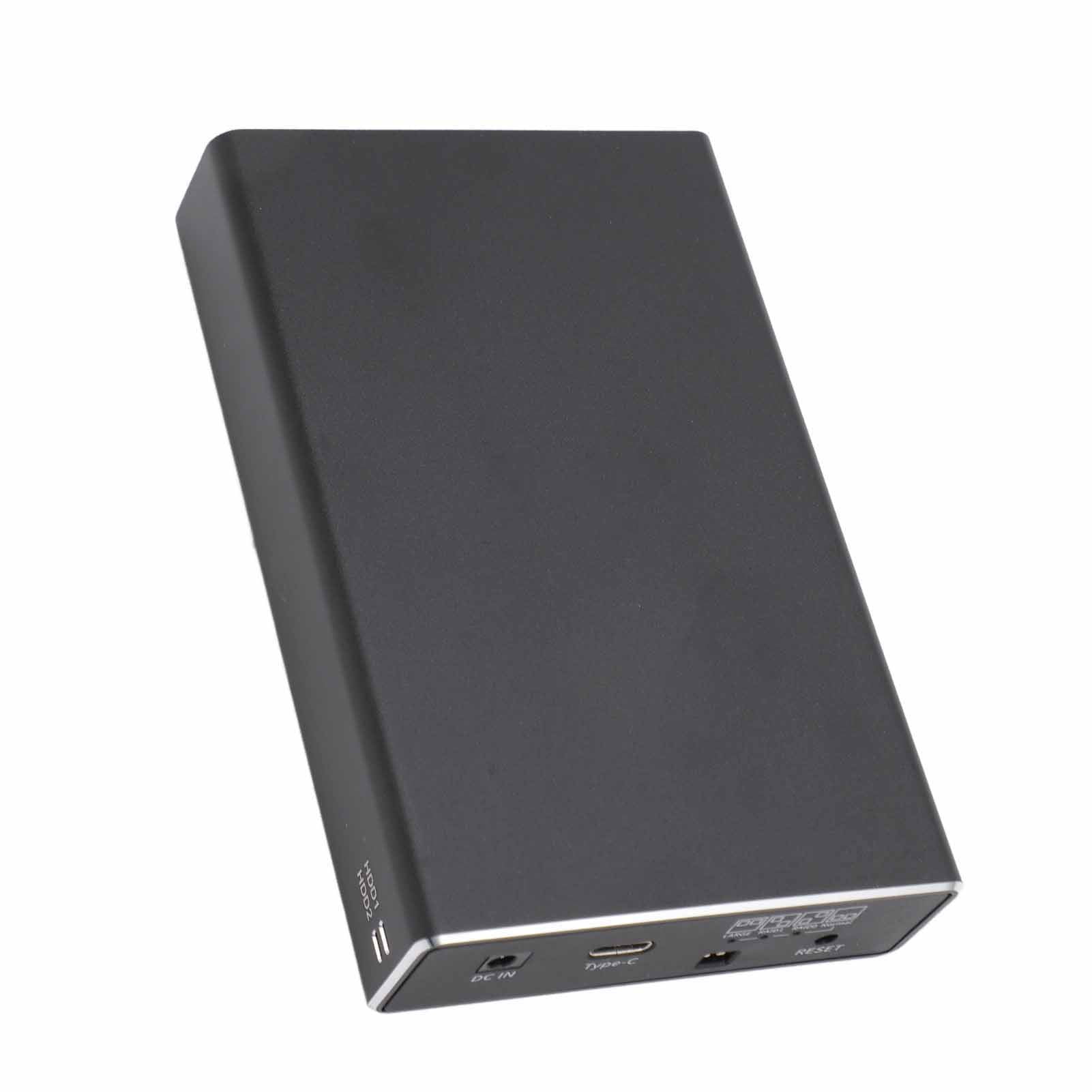 HDD Enclosure, Support UASP USB3.1 Tool Free Installation Plug and Play Dual Bay External Hard Drive Enclosure  for 2.5 Inch  I/II/III HDD SSD