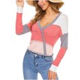 thumbnail image 4 of RKSTN Chandails pour Femmes Mode Décontractée Manches Longues Décontracté Contraste de Couleurs Patchwork Chandail Blouse Chandails d'Automne, 4 of 4