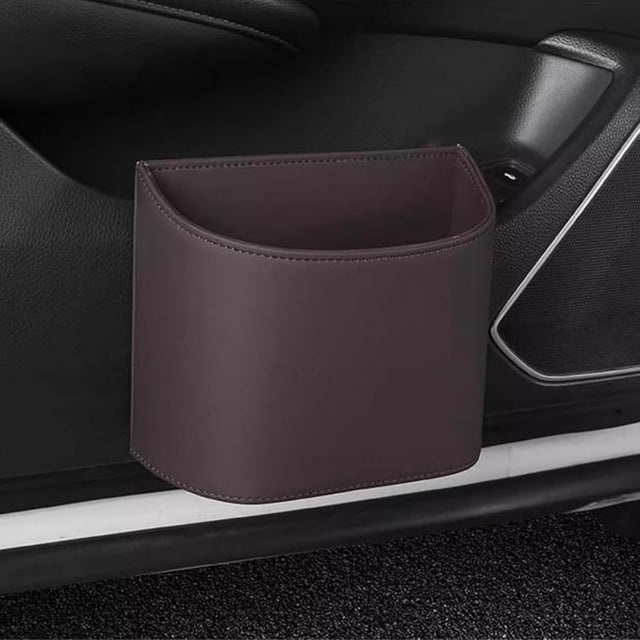 Leather Car Door Cup Holders Hanging Leather Car Trash Bin Storage Box Multifunctional Car Door Side Storage Box