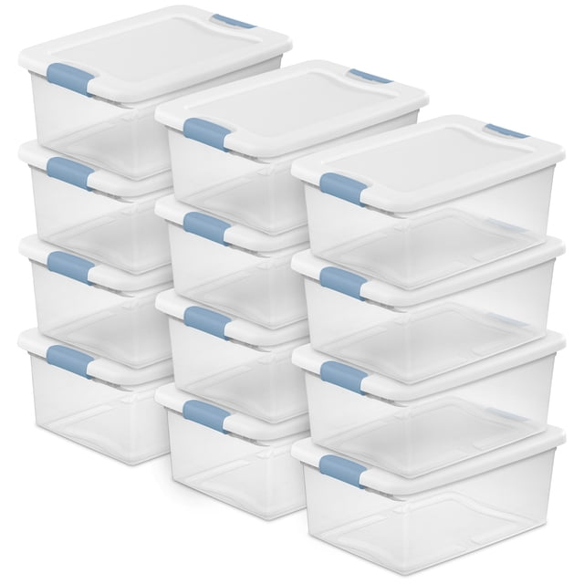 Sterilite Contenant de Rangement en Plastique de 15 Qt avec Couvercle à Loquet, (Lot de 12)