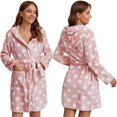 thumbnail image 1 of Premium Womens Fleece Robe Hooded design Soft Plush Warm Fuzzy Bathrobe Pink S/ML, 1 of 6