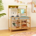 thumbnail image 2 of Costway Wooden Play Kitchen Set, Outdoor Kid's Mud Kitchen with Faucet & Water Box, 2 of 10