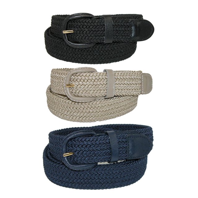 CTM® Ceinture Tressée Élastique Extensible (Lot de 3 Couleurs) (pour Hommes)