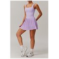 thumbnail image 2 of PISONIC Robe de Tennis et de Golf pour Femmes avec Soutien-Gorge Intégré, Short, Dos Nu, Encolure Carrée, Ourlet Plissé, Robes Athlétiques avec Poches, 2 of 7