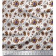thumbnail image 1 of Soimoi Rayon Fabric Leaves & Cosmos Floral Printed Fabric 1 Yard 42 Inch Wide, 1 of 3