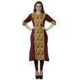 thumbnail image 2 of Moomaya Kurtis Droits Imprimés pour Femmes, Col en V, Manches Retroussables, Kurta Tunique, 2 of 6