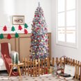 thumbnail image 3 of Patiojoy 7FT Pre-lit Artificial Christmas Tree Hinged Pencil Xmas Tree w/670 Branch Tips 350 Cold-white LED Lights, 3 of 10