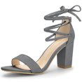 thumbnail image 1 of BLISSFUL STEP Sandales pour Femmes Unies d'Été à Talons Blocs à Lacets Gris 7, 1 of 1