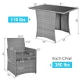 thumbnail image 4 of Costway 3PCS Patio Rattan Furniture Set Cushioned Sofa Armrest  Garden Gray, 4 of 10
