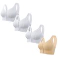 thumbnail image 1 of Timegard Bras for Women 4pc Plus Size Front Closure Full Coverage Support Breathable Comfy Wireless Bras, 1 of 2