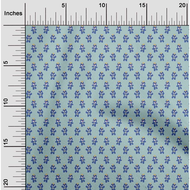 oneOone Polyester Lycra Light Blue Fabric Robot Cartoon Sewing Craft Projects Fabric Prints By Yard 56 Inch Wide