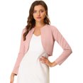 thumbnail image 1 of INSPIRE CHIC Cardigan Boléro Court Élégant Uni à Ourlet Arrondi à Manches Longues pour Femme Rose TG, 1 of 5