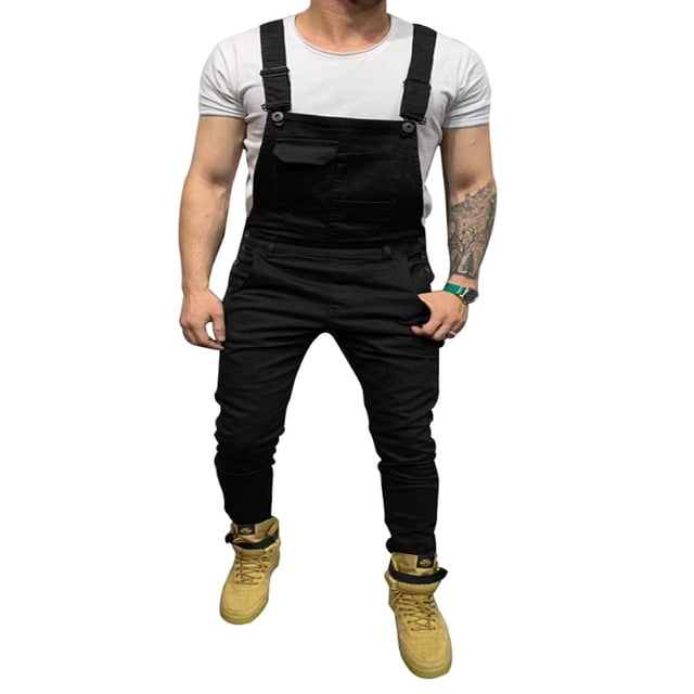 Mens Denim Bib Suspenderdres Jeans Jumpsuit Pant Tirantes Rompers