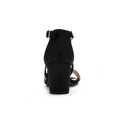 thumbnail image 3 of BLISSFUL STEP Women's Open Toe Cross Strap Mid Block Heel Sandals Black 5, 3 of 8