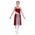 thumbnail image 1 of Oyolan Justaucorps de Danse pour Filles Sans Manches en Maille Transparente Ballet Lyrique Moderne Robe de Danse Vêtements de Performance Bourgogne 12, 1 of 7
