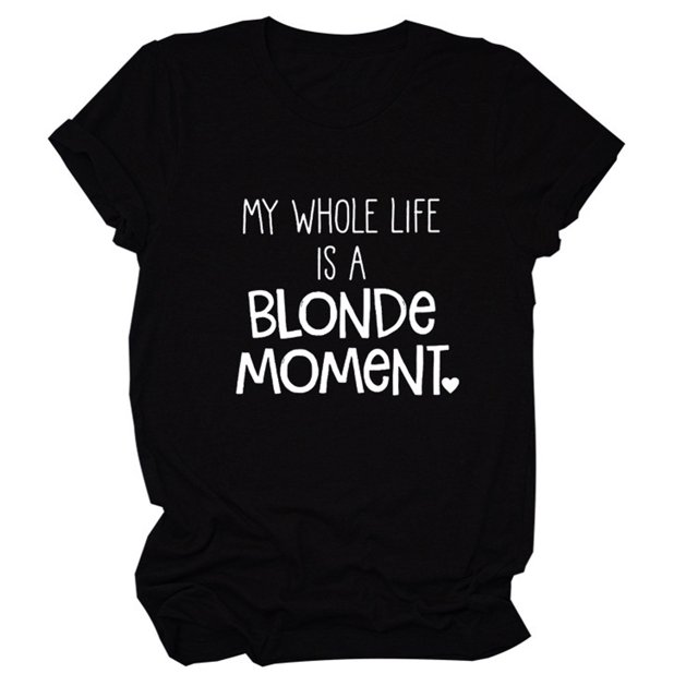 Hauts d'Été Grande Taille pour Femmes Hauts pour Femmes Col Rond Manches Courtes T-Shirt Imprimé Lettre Blouse Basique Décontractée T-Shirt Col en V Femmes en Liquidation