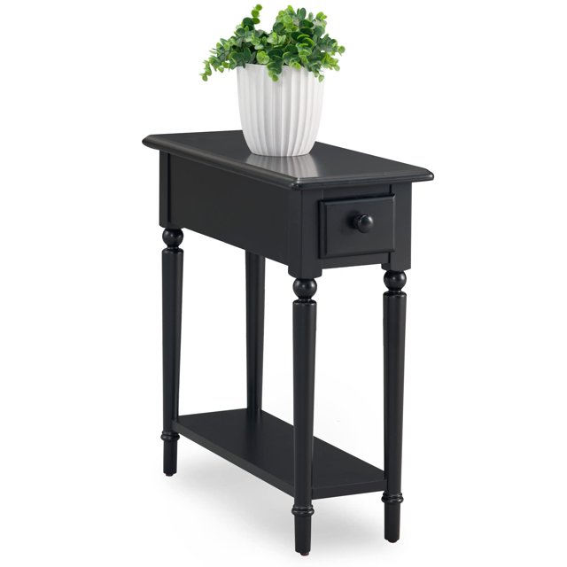 Bowery Hill End Table with Shelf in Swan Black