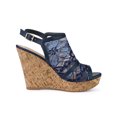 thumbnail image 3 of BLISSFUL STEP Chaussures pour Femmes à Bout Ouvert à Plateforme avec Lacets Sandales Compensées Bleu Foncé 9, 3 of 7