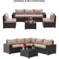thumbnail image 5 of Kullavik Ensemble Sectionnel en Osier d'Extérieur 6 Pcs avec Coussins, Beige, 5 of 5