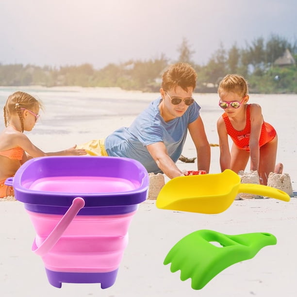 Kit De Plage Enfant – Seau Pliable Silicone, Moules Animaux Marins, Pelle, Râteau, Sac – Jouets Sable Extérieur Dès 3 Ans