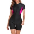 thumbnail image 2 of RKSTN One Piece Swimsuit Women New Fashion Rash Guard Long Sleeve UV UPF 50+ Sun Protection Swimsuit Front Zipper Printed Patchwork Bathing Suit, 2 of 5