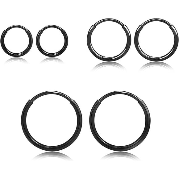 Limerencia G23 Titanium Slim Huggie Hoop Earrings, 3Pairs Hypoallergenic F136 Implant Grade Pure Titanium for Sensitive Ears