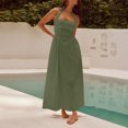 thumbnail image 2 of WRKEKC Robes d'Été pour Femmes Femmes Bretelles Larges Dos Nu à Col en V Robe Midi Moulante pour Soirée Sortie, 2 of 8