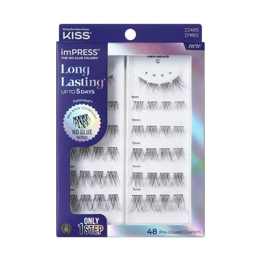 KISS imPRESS Autoadhésif Longue Tenue Multi 03, Extension de Cils, Demi Naturel, Touffe de Cils
