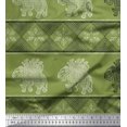 thumbnail image 1 of Soimoi Rayon Crepe Fabric Floral & Elephant Block Print Fabric by Yard 46 Inch Wide, 1 of 3