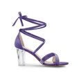 thumbnail image 3 of BLISSFUL STEP Women Velvet Lace-Up Clear Block Heel Sandals Elegant Purple 9, 3 of 7