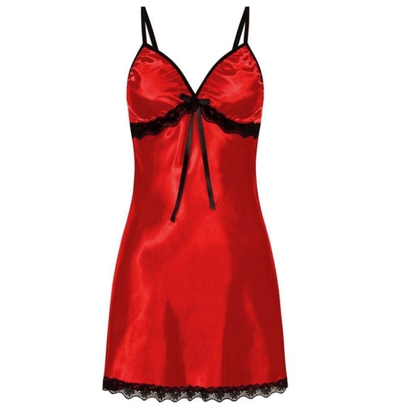 Women Sleepwear Lace Silk Satin Night Dress Sleeveless Nightwear V-neck Nightgown