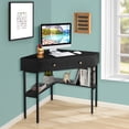 thumbnail image 2 of Costway Corner Computer Desk Writing Workstation Study Desk w/ 2 Drawers Black, 2 of 10
