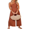 thumbnail image 3 of Women Romper Sleeveless Off-Shoulder Neck Wide-Leg Trousers, 3 of 4